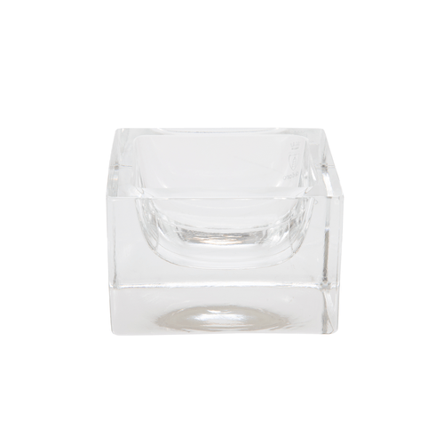 PORTA CLIPS QUADRADO LEITOSO VIDRO TRANSPARENTE