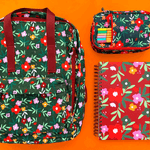 MOCHILA_QUADRADA_LONA_ESTOJO_CAIXA_ZIPER_LIBERTY_PITANGA_CADERNO_A4_180FLS_FLORAL_UVA_PAPEL_CRAFT