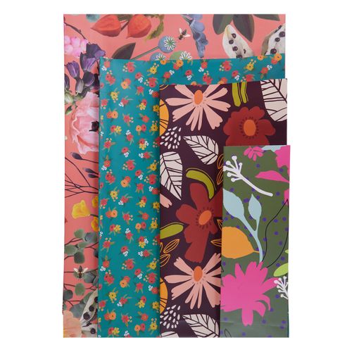 Kit 4 Envelopes PP, P, M e G Estampados FLORAL