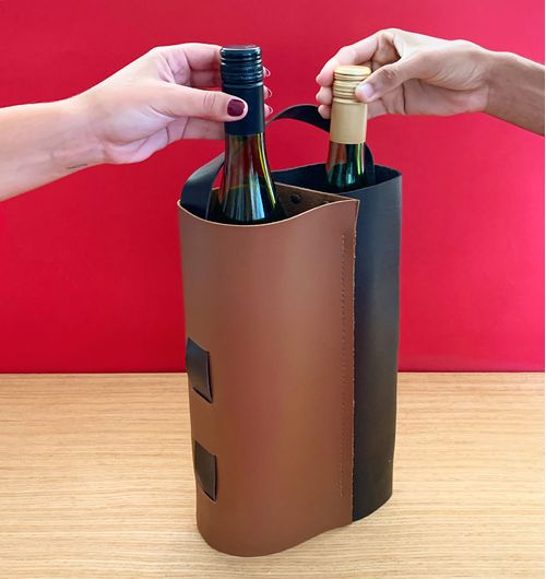 PORTA-VINHOS PARA 2 GARRAFAS CAFÉ / HAVANA