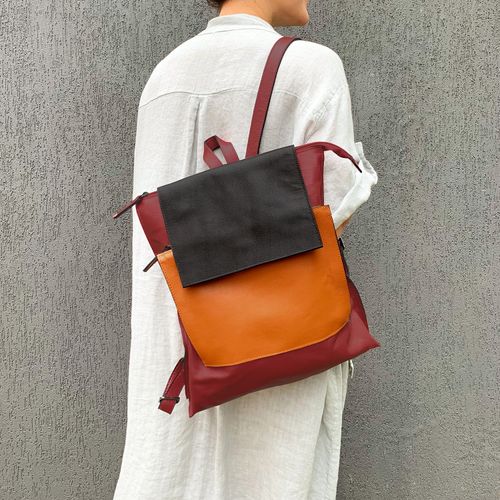 Mochila Couro Tricolor Urbana PIMENTA