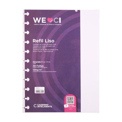 Refil Caderno Inteligente Liso Grande