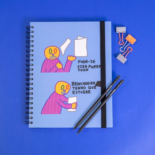 Caderno A4 90 Folhas Reposicionável Estampas ESTUDAR