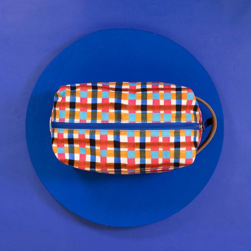 Necessaire Grande Lona Alça XADREZ COLOR