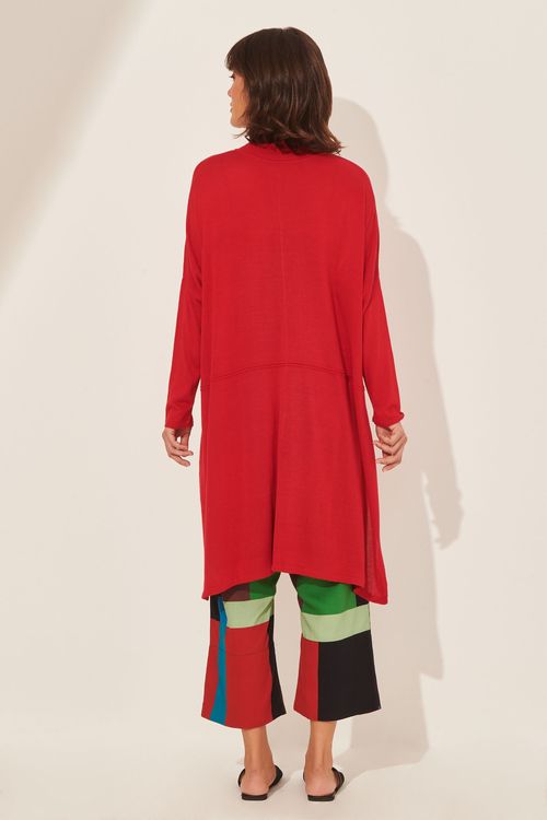 Casaco Tricot Gola Alta Comprido VERMELHO