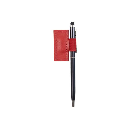 Marcador de Página C/ Porta Lápis Couro VERMELHO