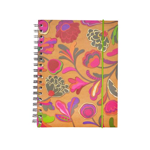 Caderno Colegial Flexível FLORAL COLAGEM BEBEL