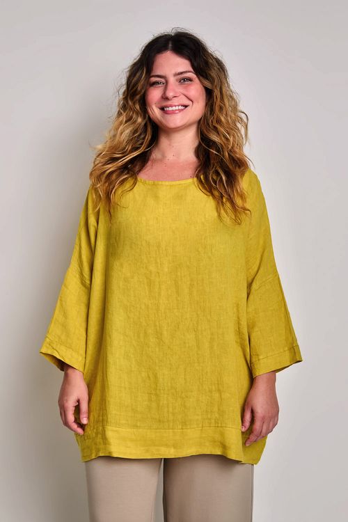 Blusa Bata Linho Decote Canoa BAMBU