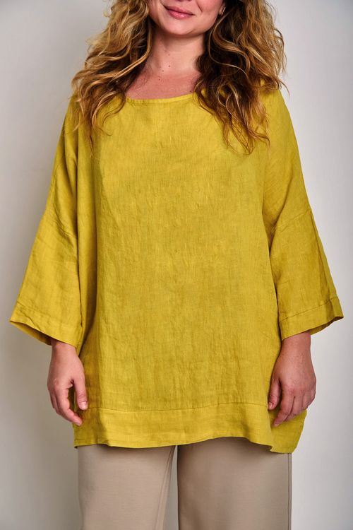 Blusa Bata Linho Decote Canoa BAMBU