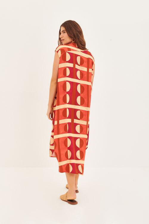 Vestido Recortes Bainha Arredondada Estampa Biarritiz