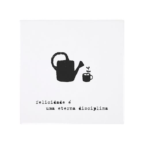 Azulejo Branco Ilustrado 15x15 cm FELICIDADE