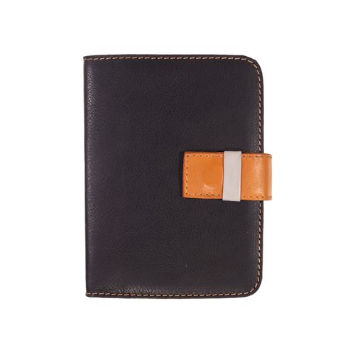 Agenda Diária Petit 2 Couro Lingueta Pesponto C/ Caneta 2025PRETO/CARAMELO