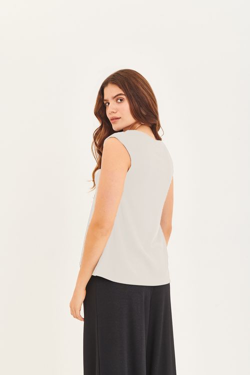Blusa Malha Alfaiataria Areia