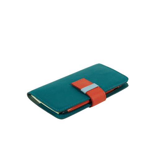 Agenda Couro Semanal Lingueta Pesponto Bolso 2025 TURQUESA/CARMENERE
