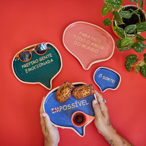 Prato Decorativo Cerâmica Frases PARA NÓS TODO AMOR DO MUNDO