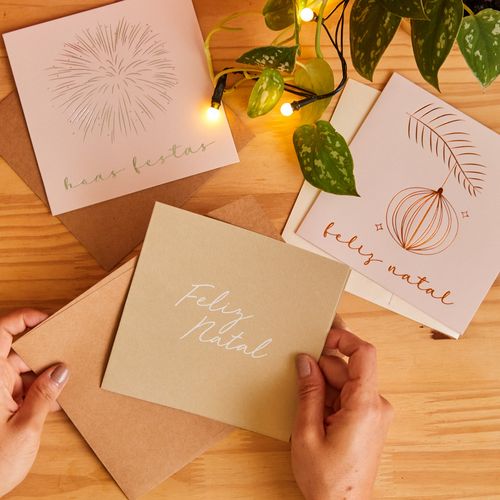 Cartão Feliz Natal 13,8X13,8 Metálico