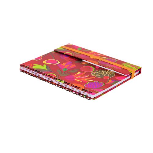 Caderno A4 C/ Aba 90 FolhasFLORAL BORDO COLAGEM BEBEL