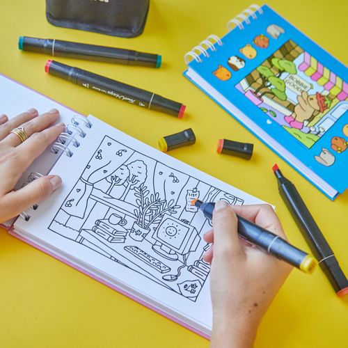 Kit Caderno de Colorir Bobbie Goods ROSA