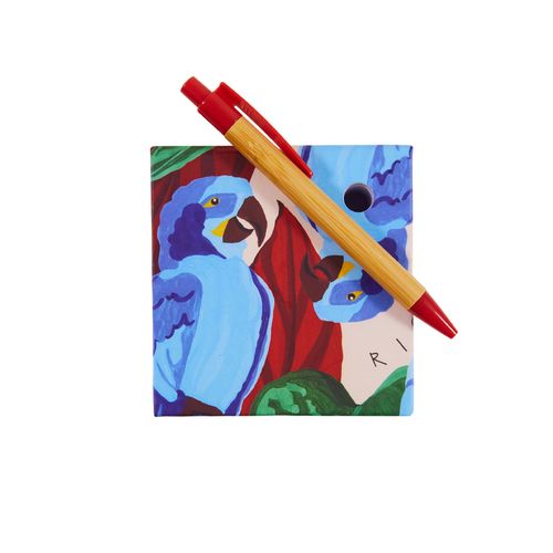 Bloco 10x10 com Mini Tote Carnaval Rio ARARA AZUL