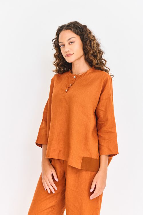 Blusa Linho Detalhe Ribana Guaraná