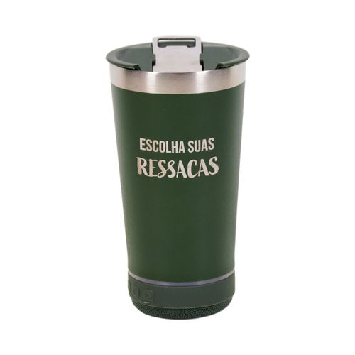 Copo com Caixinha de Som Escolha Suas Ressacas VERDE
