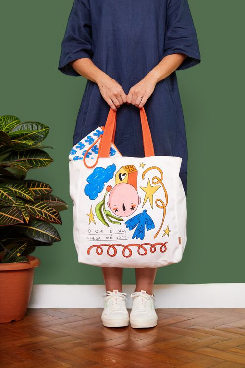 Bolsa Tote com Nécessaire Arte do Luc CORAGEM