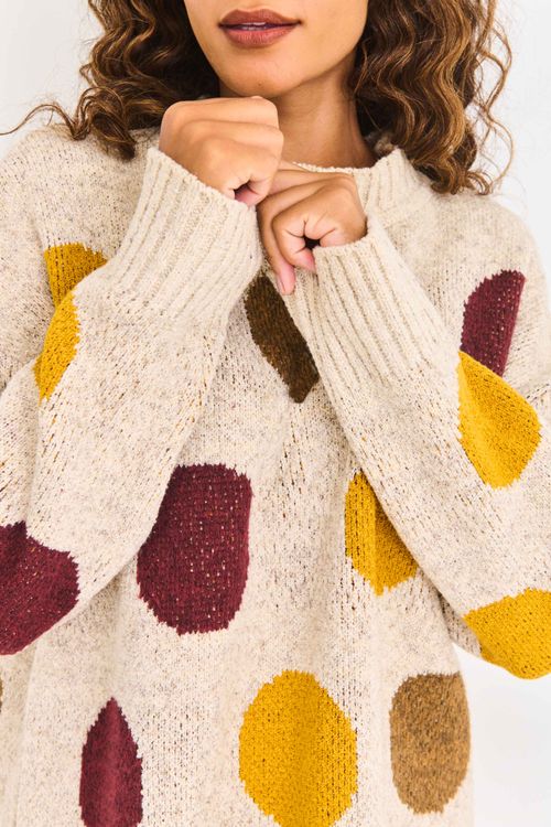 Casaco Malha Tricot Bolas Mousse