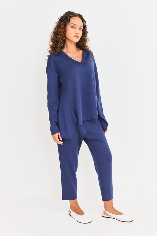 Calça Malha Neo Cós com Elástico Marinho