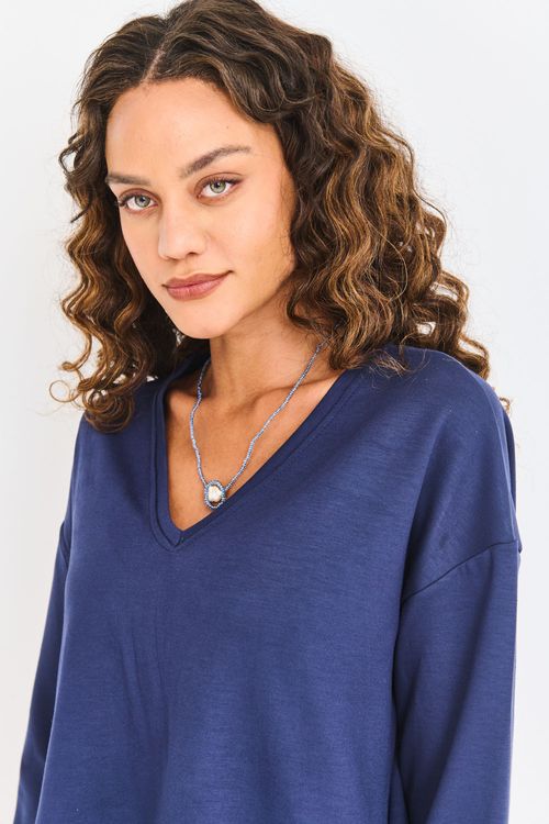 Blusa Malha Manga Longa Neo Marinho