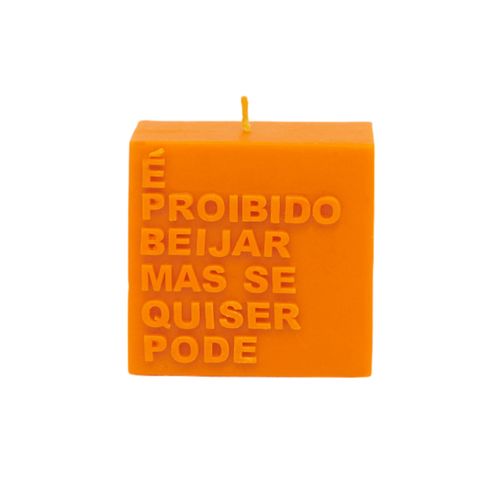 Vela Quadrada Pequena Beijo 240 Gramas 1 Pavio LARANJA