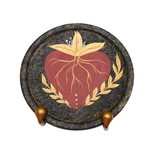 Prato Decorativo Pedra Sabão CORAÇÃO VERMELHO