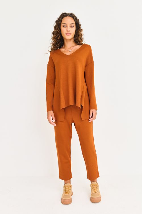 Calça Malha Neo Cós Elástico Canela
