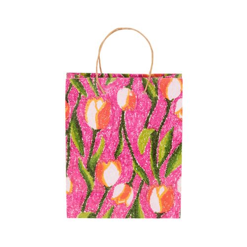 SACOLA DE PRESENTE M FLORAL TULIPA