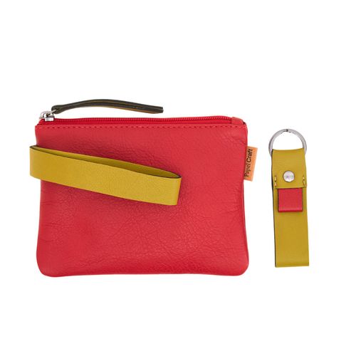 Kit Nécessaire Couro com Mini Chaveiro VERMELHO/CITRUS