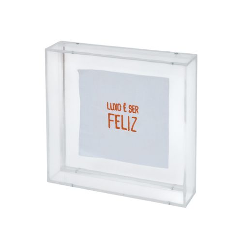 Caixa de Acrílico Frases LUXO É SER FELIZ