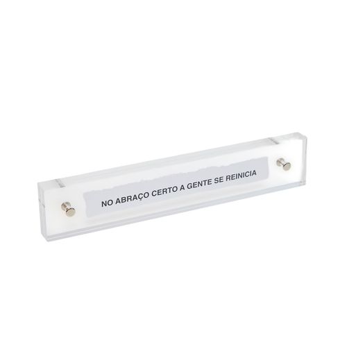 Placa de Acrílico Régua Dupla Frase NO ABRAÇO