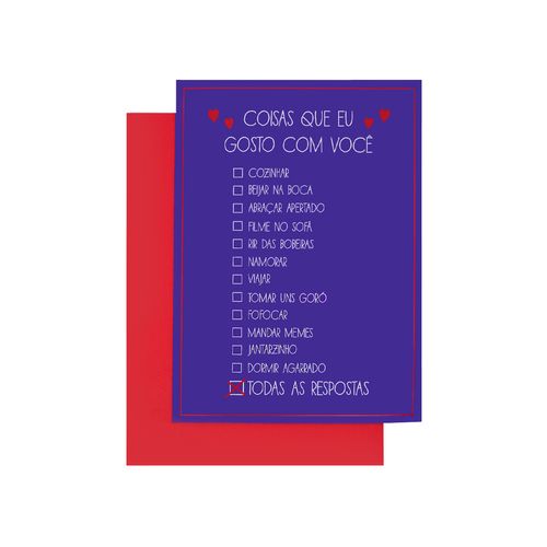 Cartão Namorados Checklist