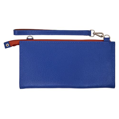 Carteira C/ Couro Isadora Zíper Bicolor 2 Alças NAVY/CERÂMICA