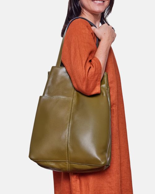 BOLSA SACO COURO 2 BOLSOS NEW OLIVE