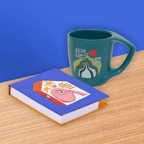 Kit Bloco Tampa M e Caneca Luc VOCÊ MERECE COM SEJA GENTIL