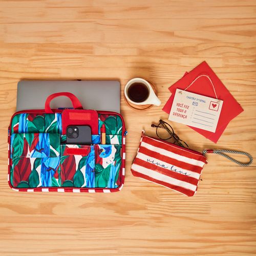 Porta Laptop 15,6 Estampado ARARA AZUL/MAXI LISTRA