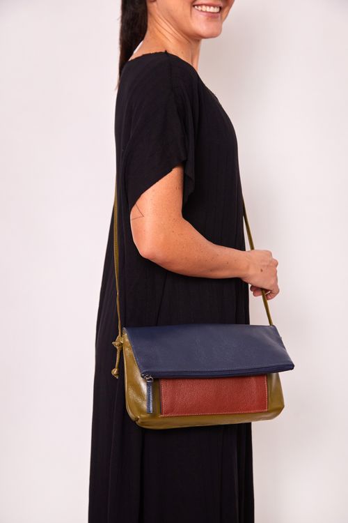 Bolsa de Couro BailinhoTricolor NEW OLIVE/HAVANA/ECLIPSE