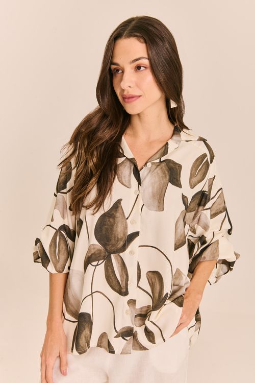 Blusa Estampada Quadrada com Recortes LÍLIA PB