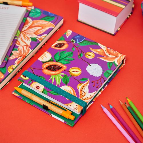 Bloco Jornalista Estampas Grande 
FLORAL FRUTA