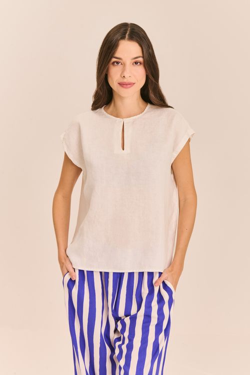 Blusa Linho Fenda Botão Frente OFF