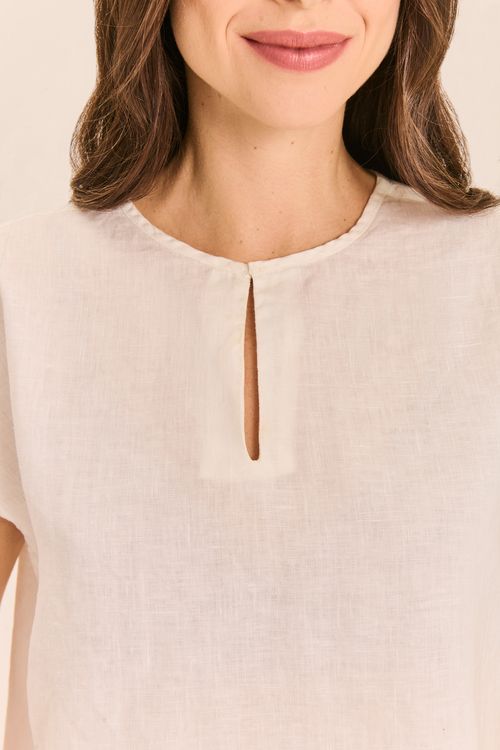 Blusa Linho Fenda Botão Frente OFF