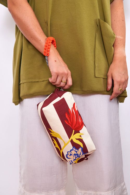 Necessaire Grande Lona com Chaveiro LISTRAS VINHO