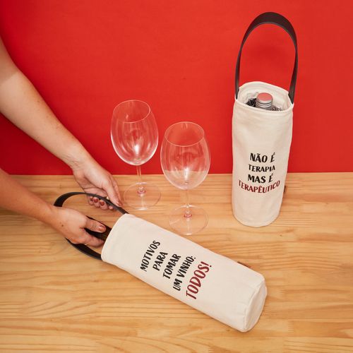 Porta-Vinho Lona E Couro TERAPÊUTICO