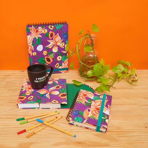 Bloco Garra A4 Estampado FLORAL FRUTA / LISTRA FRUTA