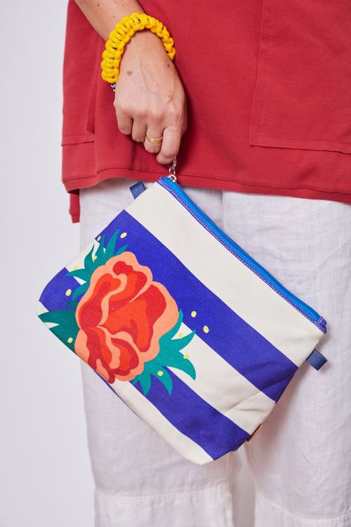 Necessaire Lona Trinângulo G com Chaveiro LISTRAS MIRTILO